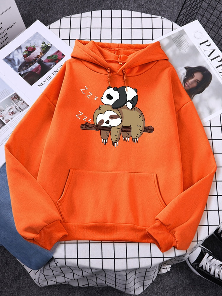 Panda & Sloth Oversized Hoodie Sweatshirt with Pockets