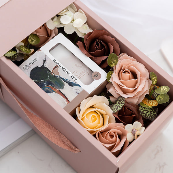 Caja de regalo de rosas de jabón hechas a mano (entrega)