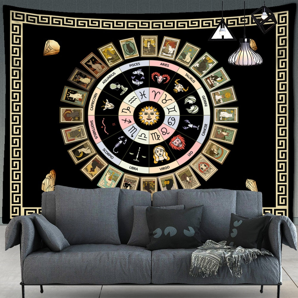 Mandala Tarot Zodiac Tapestry