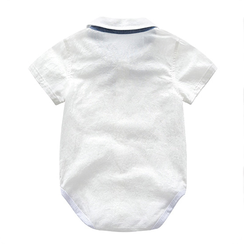 Stylish Summer Baby Boy Outfit (Shirt + Bow + Shorts + Suspenders)