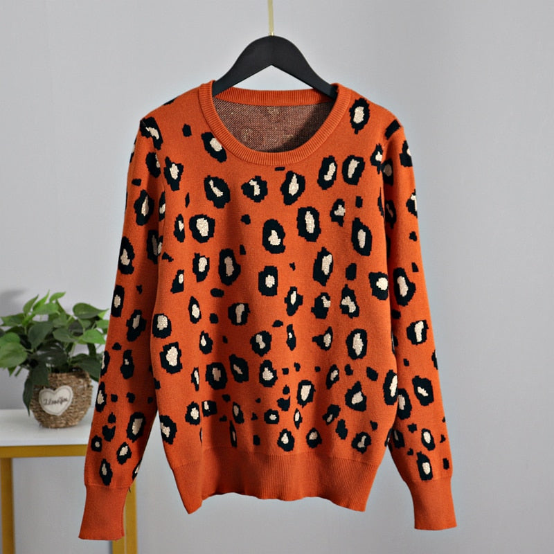 Animal Print Knitting Women's Sweater