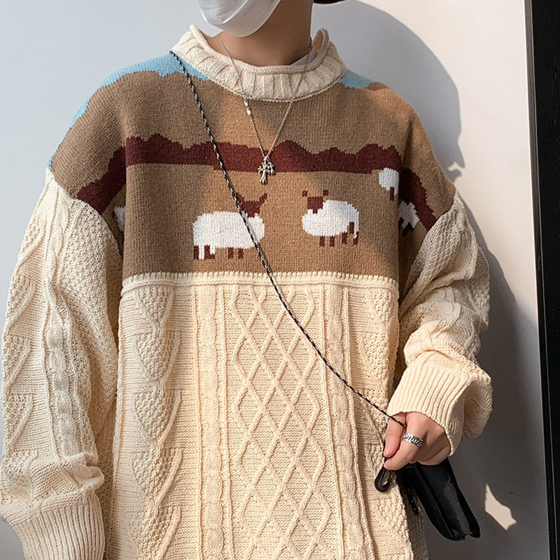 Cartoon Sheep Pullover Knitted Sweater