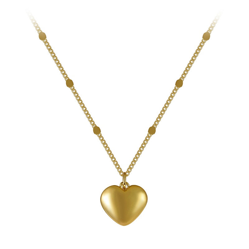 Gold Necklace with Heart-Shaped Pendant