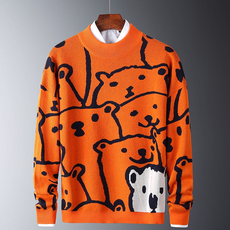 Casual Knitted Oversized Cartoon Bear Sweater