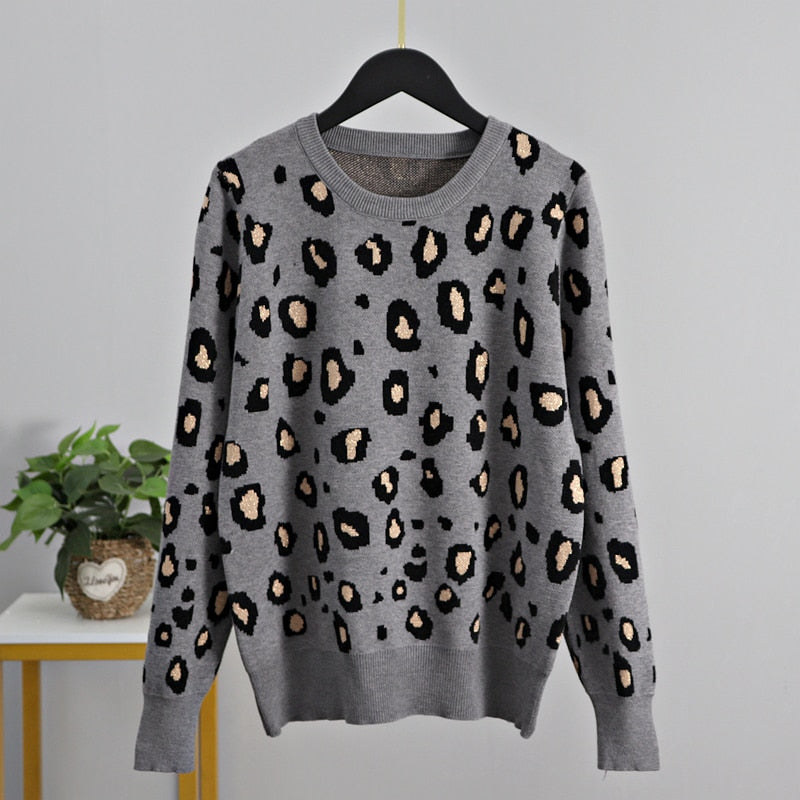 Animal Print Knitting Women's Sweater