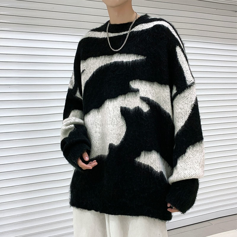 Winter Streetwear Knitted Oversized Male Sweater