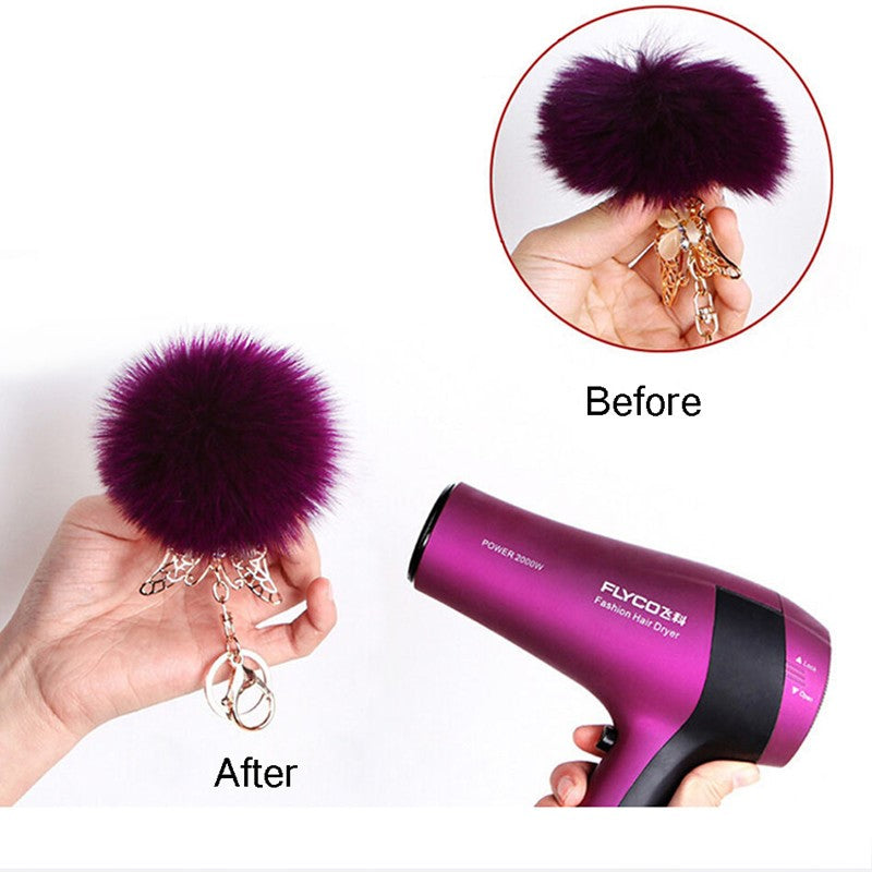 Cute Keychain with Pompom - Flamingo shape