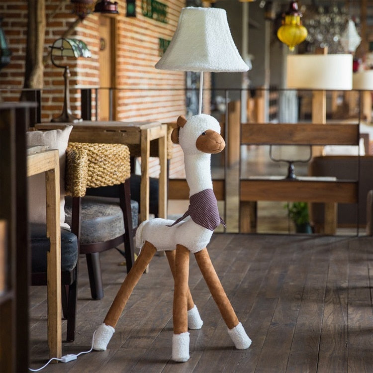 Children's Floor Lamp Coated with Cotton - Animal Shape