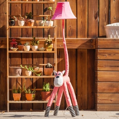 Children's Floor Lamp Coated with Cotton - Animal Shape