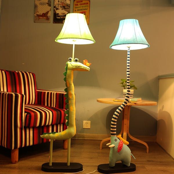 Lámpara de Pie Infantil Revestida en Algodón - Forma Animal