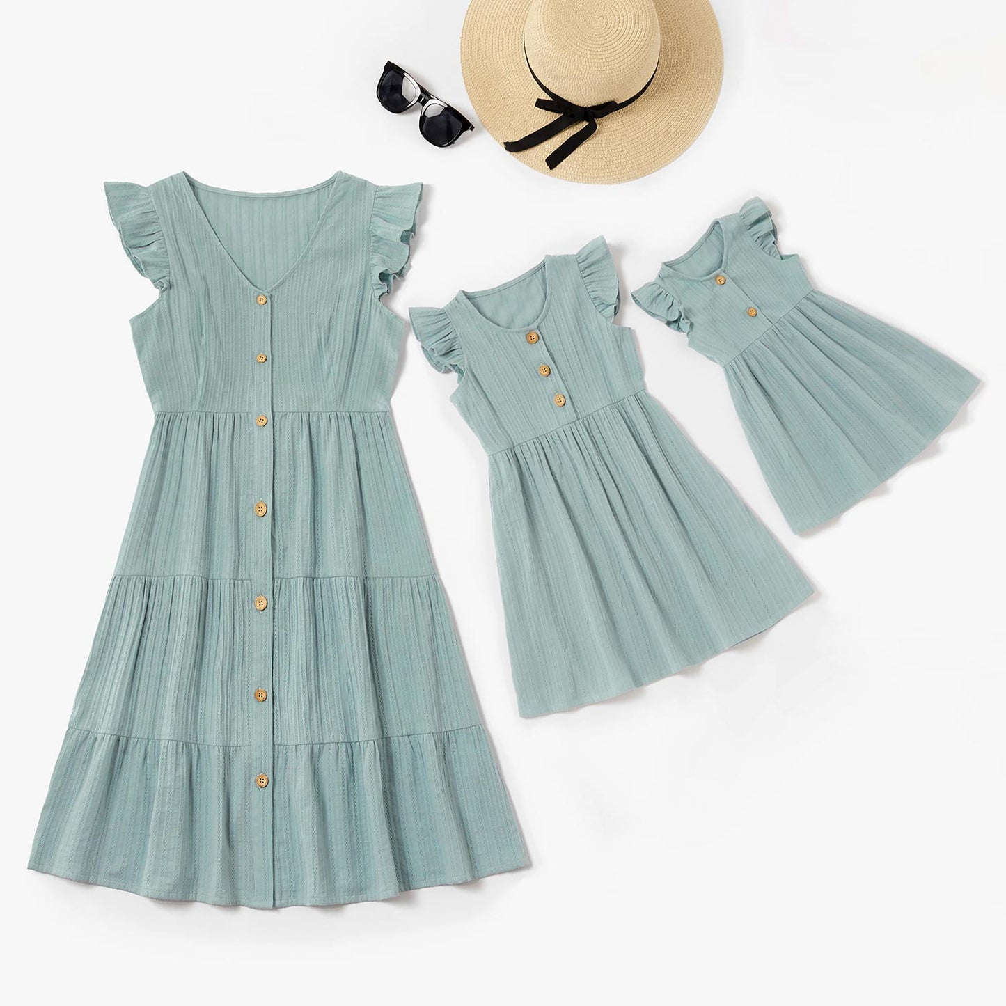 Summer Cotton Ruffle Matching Family Dresses