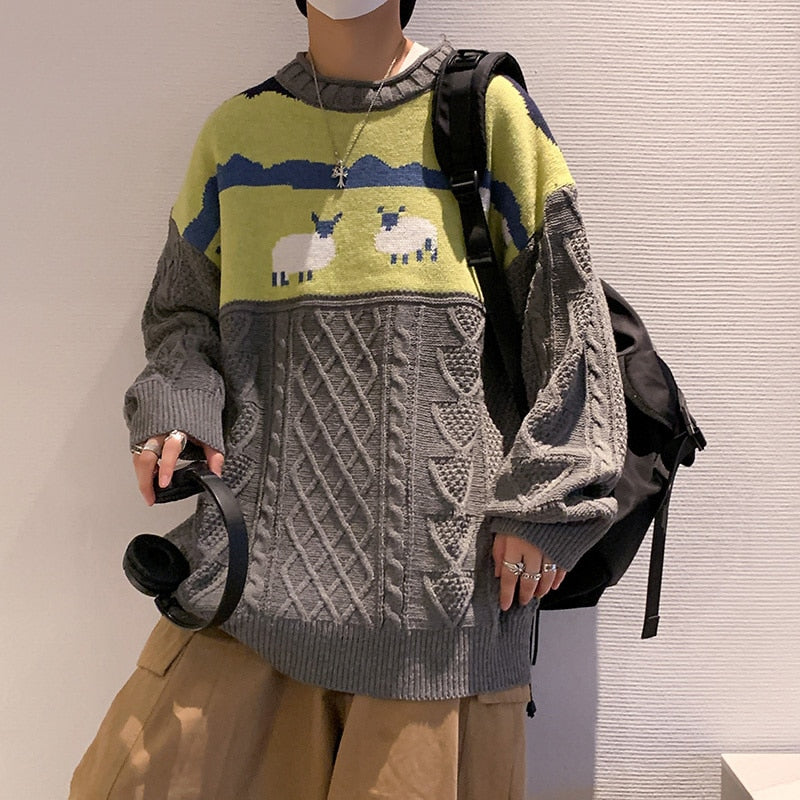 Cartoon Sheep Pullover Knitted Sweater