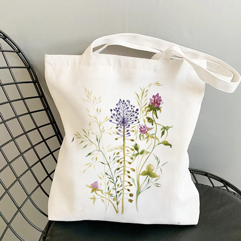 Flowers Nature Reusable Canvas Tote Bag