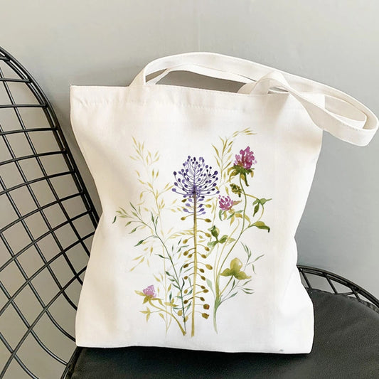 Flowers Nature Reusable Canvas Tote Bag