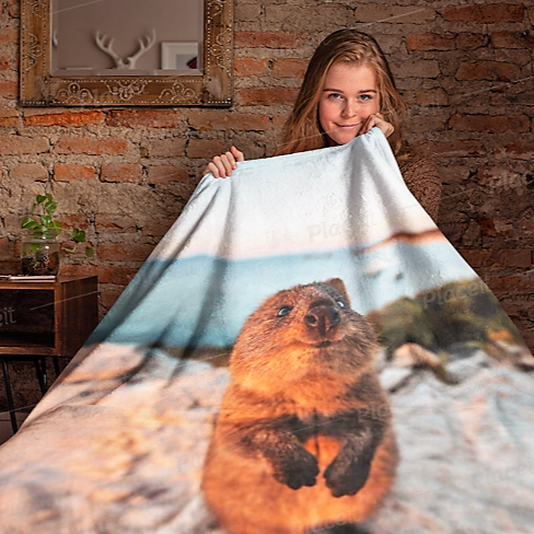 Cute Smile Quokka Blanket - Australia Gifts