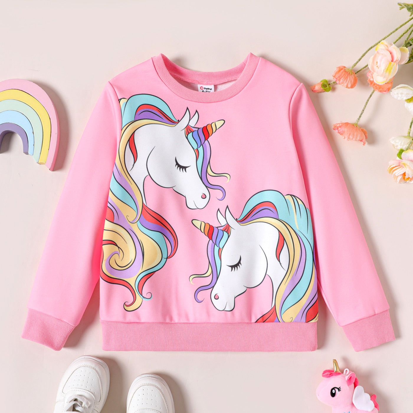 Girls Pink Unicorn Print Sweatshirt