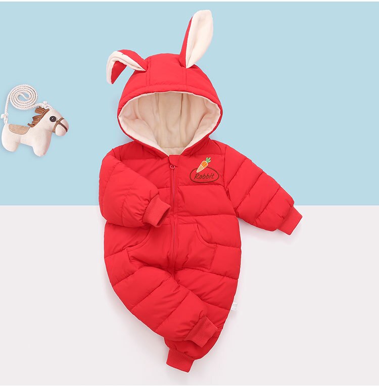 Cotton Long Sleeve Baby Jumpsuit Romper - Hoddie with Bunny Ears