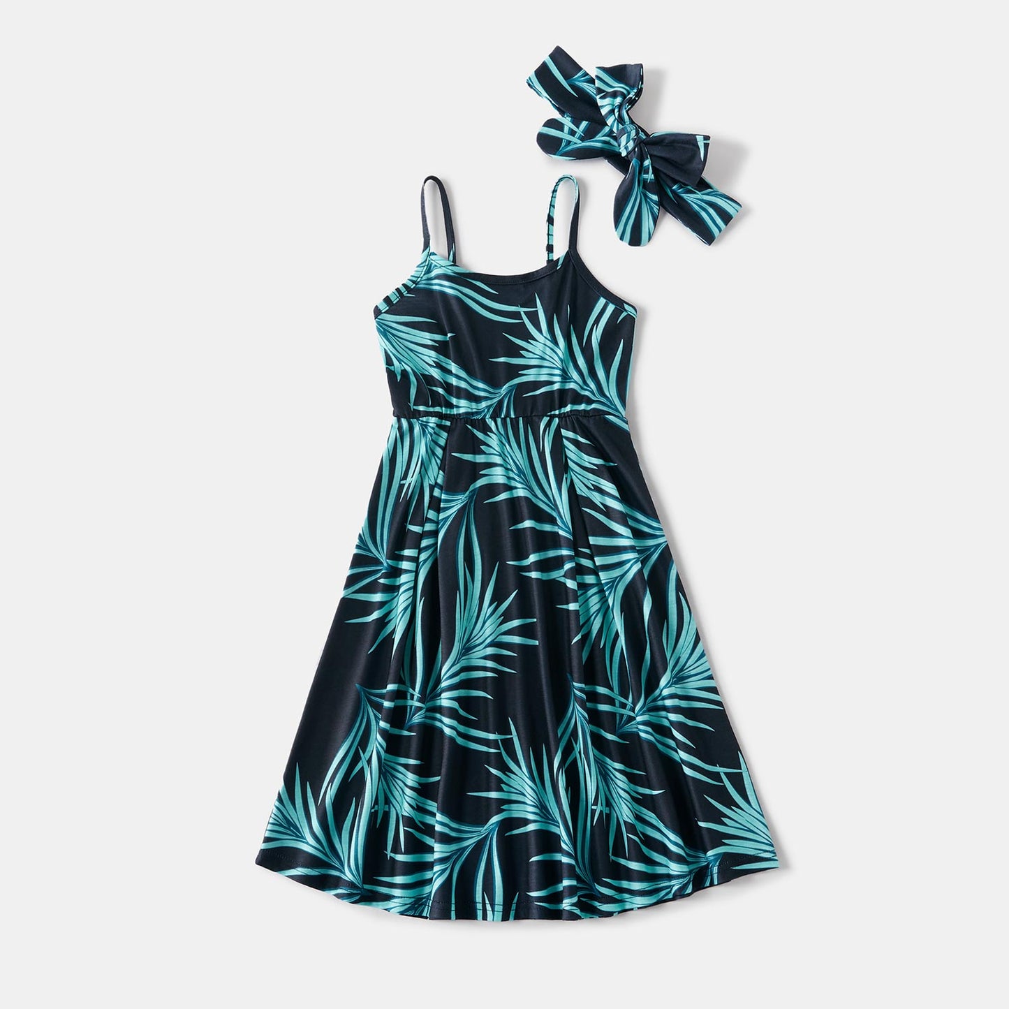 Matching Family Outfit - Turquoise Summer Set - Palm Leaf Tank Dresses, T-Shirts & Romper