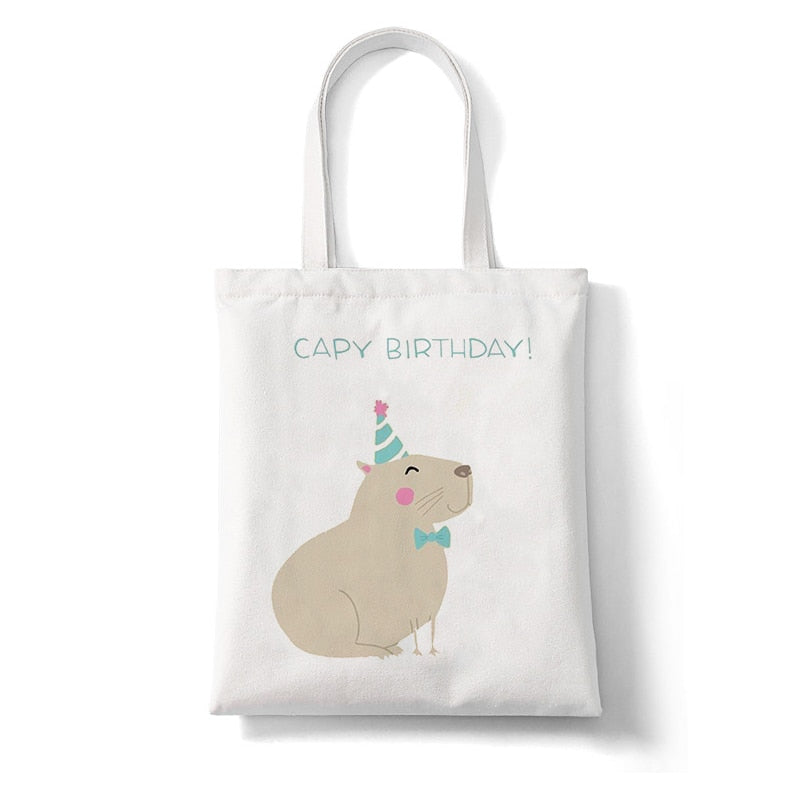 Cute Capybara Reusable Canvas Tote Bag