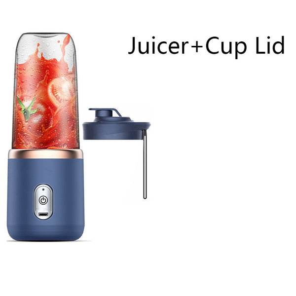 Small Electric Juicer 6 Blades Portable Fruit Juice Cup Automatic Smoothie  Blend