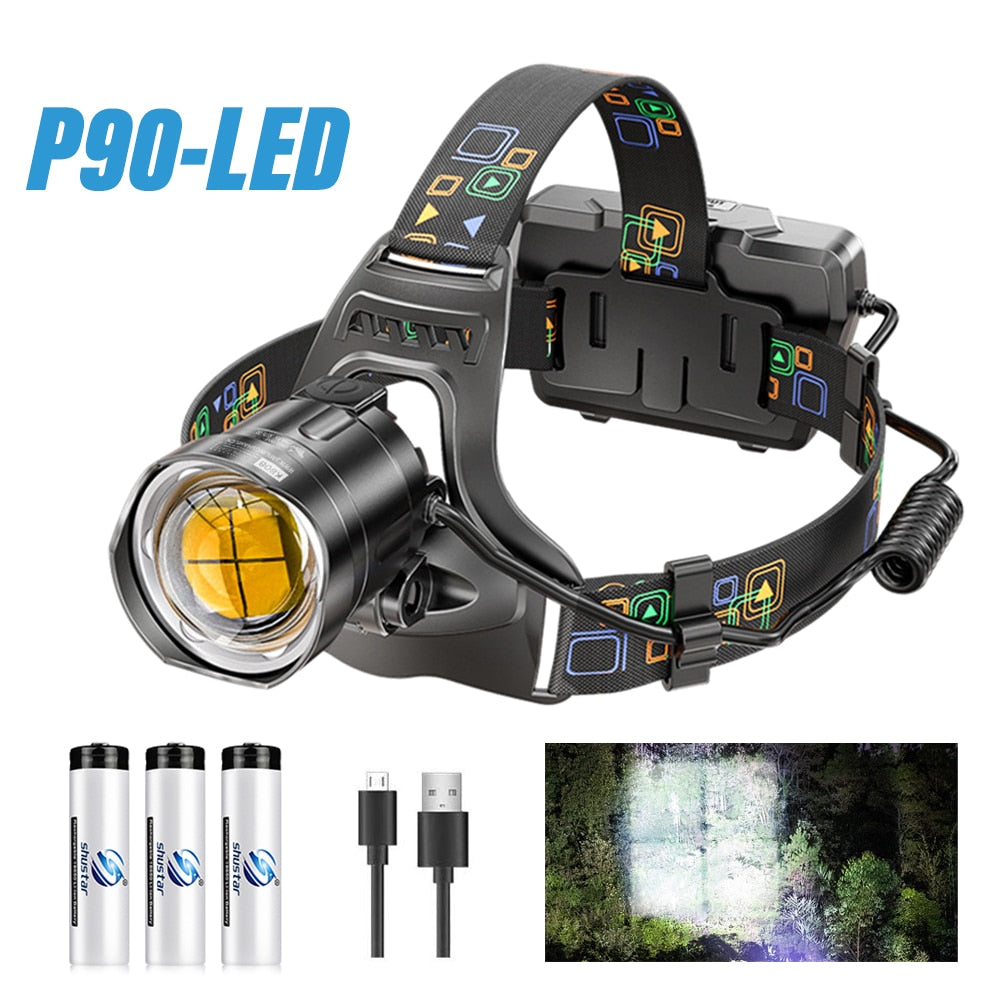 Super Bright LED Headlight Waterproof XHP90 Lamp Beads