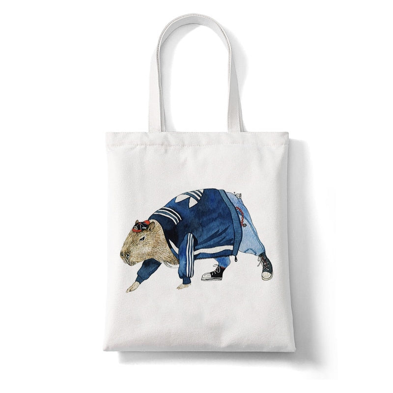 Cute Capybara Reusable Canvas Tote Bag