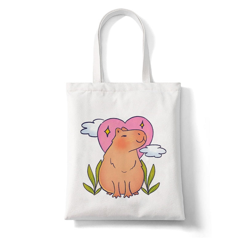 Cute Capybara Reusable Canvas Tote Bag