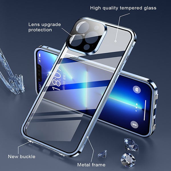 Shockproof Full Lens Protection - Double Sided Buckle Magnetic Metal Cover Case