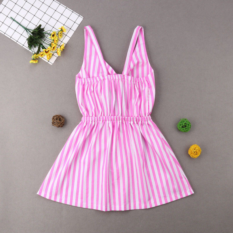 Matching Family Pink Outfit - Striped Dress for Mummy and Baby Daughter