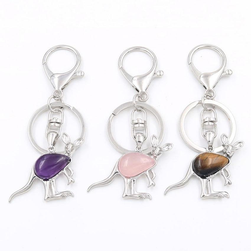 Kangaroo Natural Stone Keychain - Australia Gifts