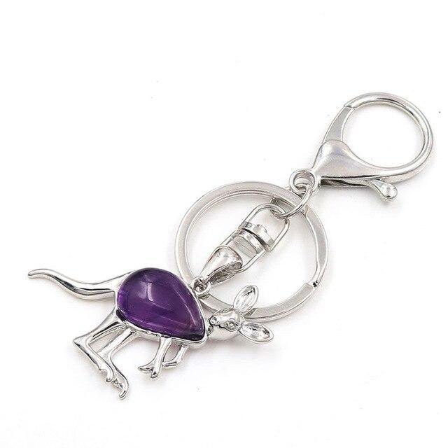 Kangaroo Natural Stone Keychain - Australia Gifts