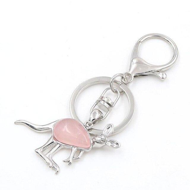 Kangaroo Natural Stone Keychain - Australia Gifts