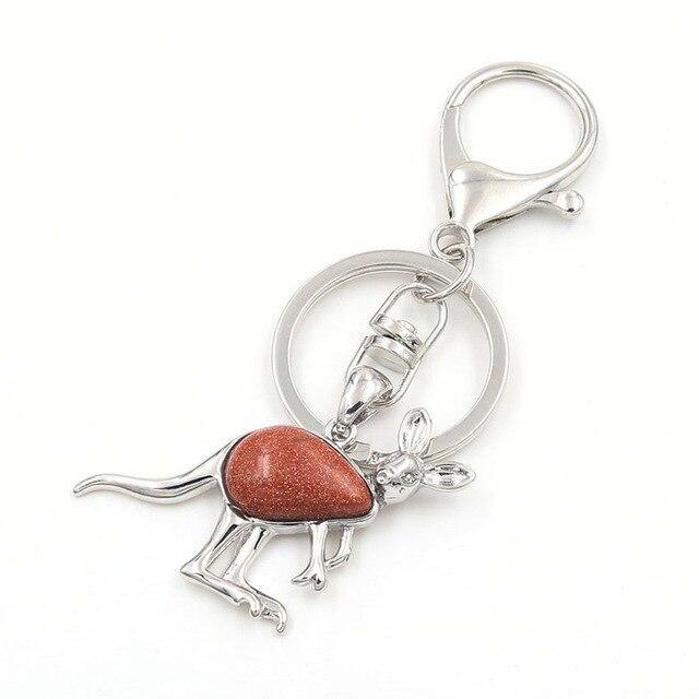 Kangaroo Natural Stone Keychain - Australia Gifts