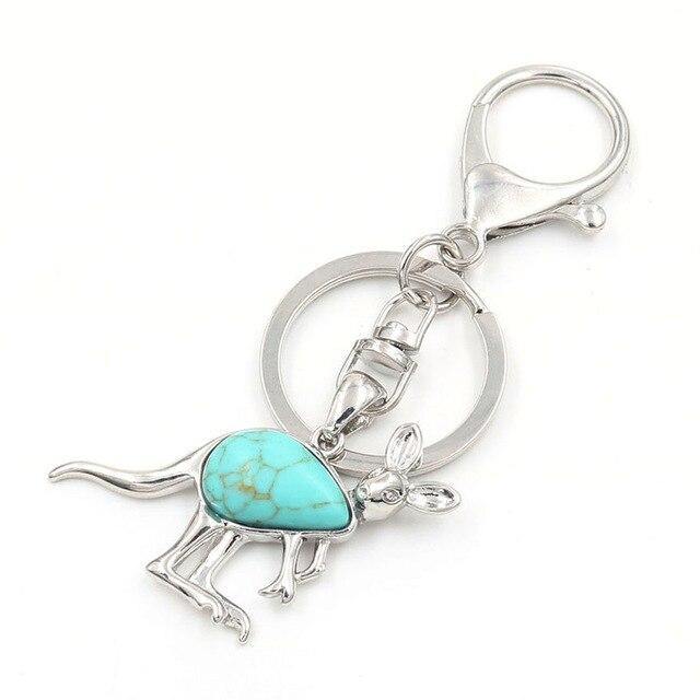 Kangaroo Natural Stone Keychain - Australia Gifts