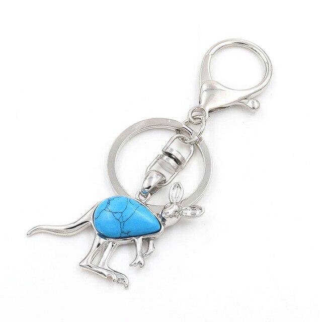 Kangaroo Natural Stone Keychain - Australia Gifts