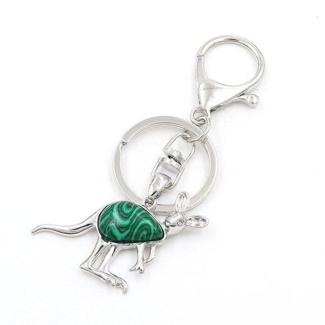 Kangaroo Natural Stone Keychain - Australia Gifts