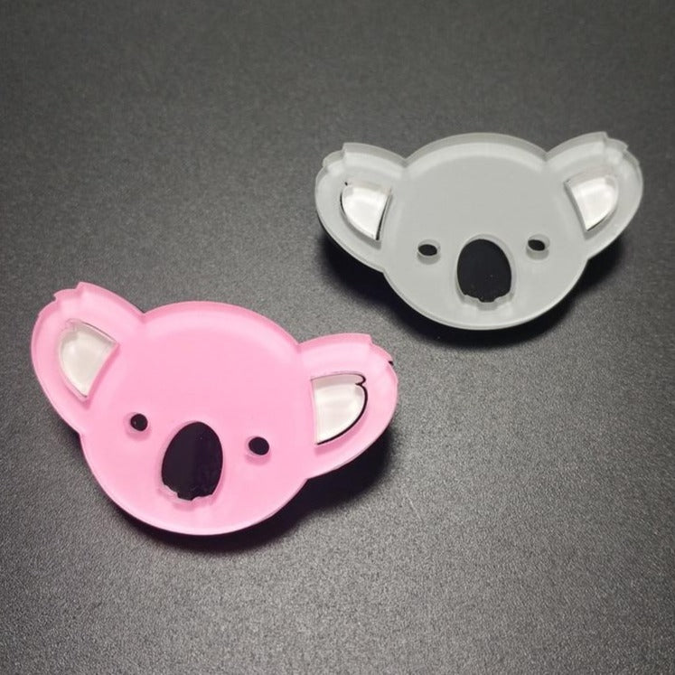 Pink & Grey Koala Pin Brooch