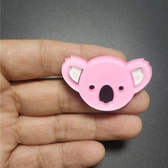 Pink & Grey Koala Pin Brooch