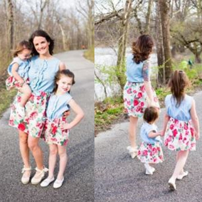 Matching Family Outfit - Mummy and Daughter Floral Dress