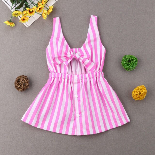 Matching Family Pink Outfit - Striped Dress for Mummy and Baby Daughter