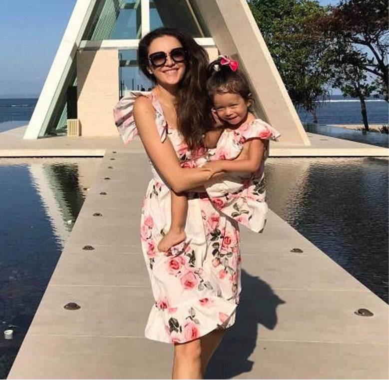 Matching Family Outfit - Mummy and Daughter Floral Dress