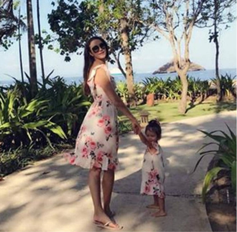 Matching Family Outfit - Mummy and Daughter Floral Dress