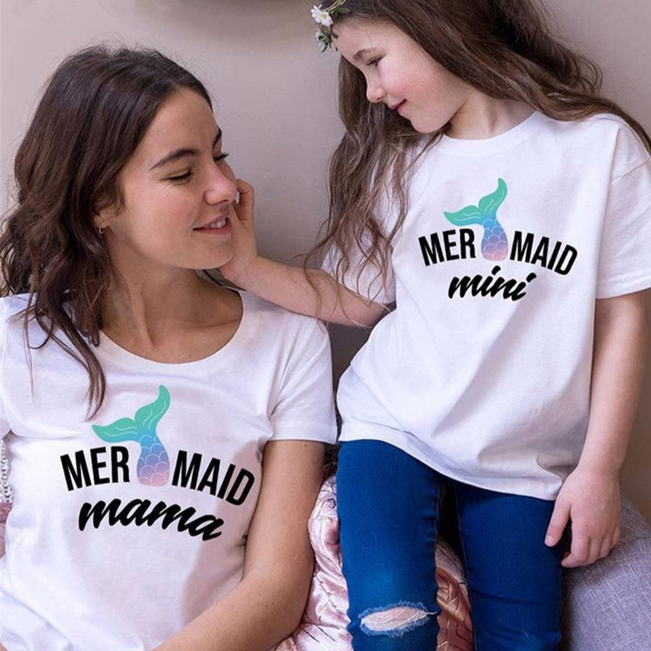 Mom and Daughter Matching Mermaid T-Shirts