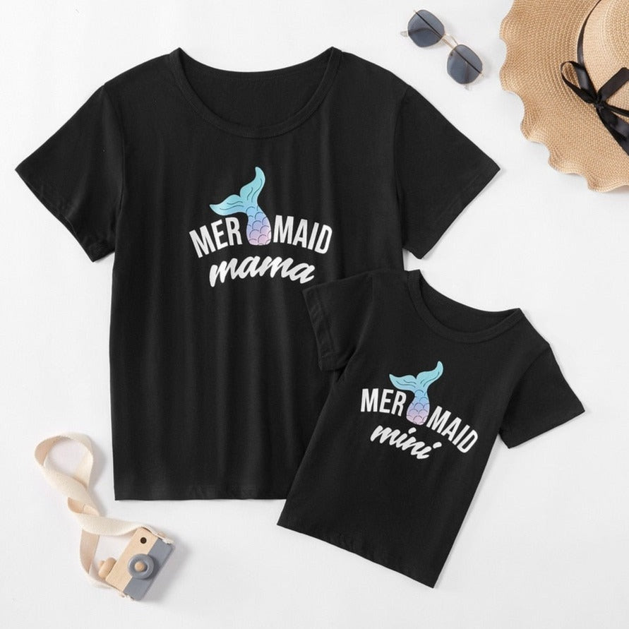 Mom and Daughter Matching Mermaid T-Shirts