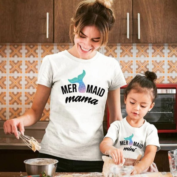 Mom and Daughter Matching Mermaid T-Shirts