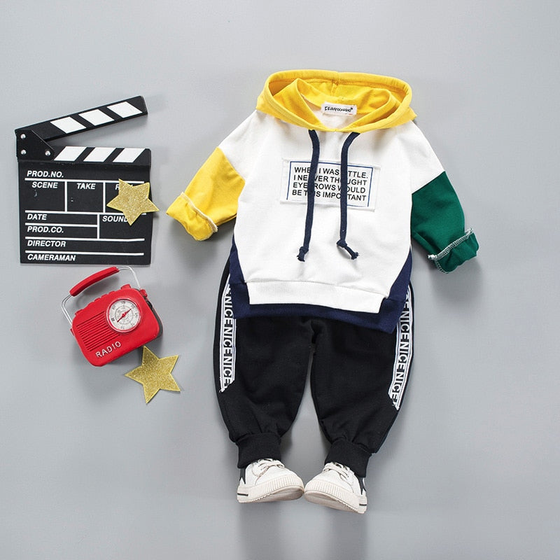 Cartoon Plush Long-Sleeved Sweatshirt with Hoodie and Pants - Set for Baby and Kids