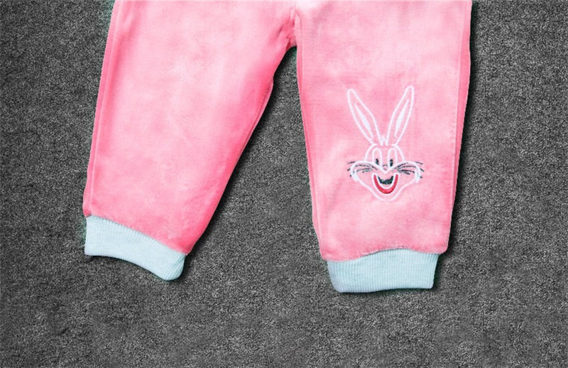 Cartoon Plush Long-Sleeved Sweatshirt with Hoodie and Pants - Set for Baby and Kids