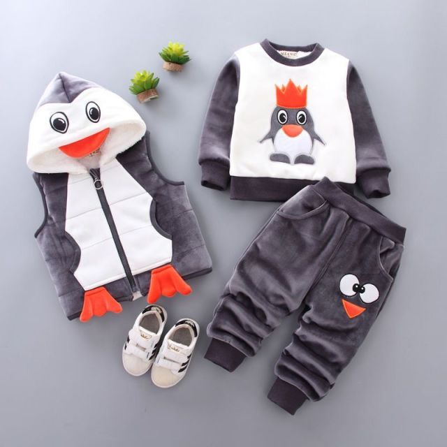 Baby Velvet Set - Penguin 3 pieces