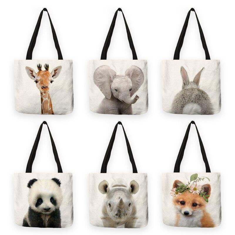 B13016 Cute Animal Series Panda Koala Elephant Print Women Handbag Casual Tote Shopping Bag Large Capacity - Australia Gifts