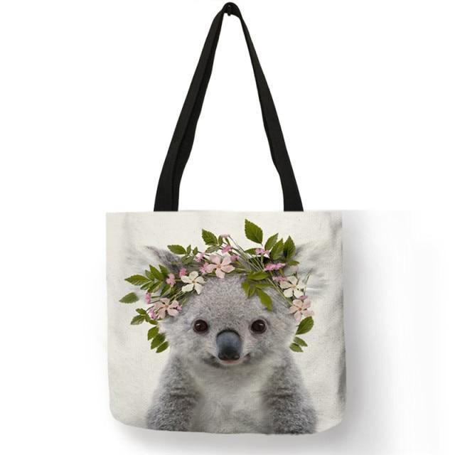 B13016 Cute Animal Series Panda Koala Elephant Print Women Handbag Casual Tote Shopping Bag Large Capacity - Australia Gifts